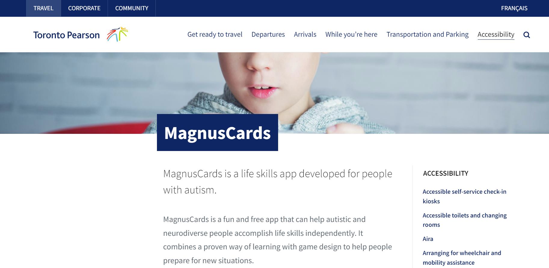 MagnusCards featured on the Toronto Pearson International Airport website.